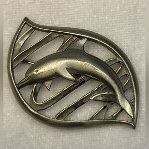 Vintage Silvertone Dolphin Brooch / Pin